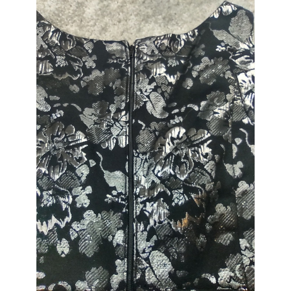 Womens dress Lauren Conrad Size 8 Black Floral Dress Black Silver Party Metallic - Picture 5 of 10